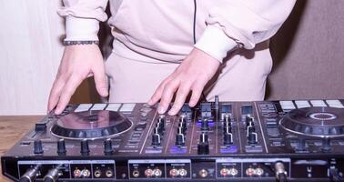 close up of a dj mixer, dj control panel photo