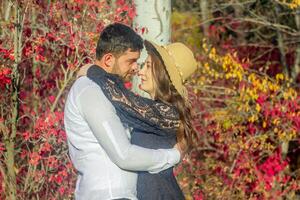 romantic couple in the garden, couple in the nature photo