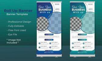 Modern Corporate Business Roll-Up Banner Design Template with multiple Color Free Vector