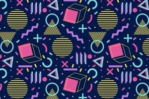 Geometric shapes 90s pattern vector