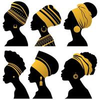 Black woman silhouettes set vector