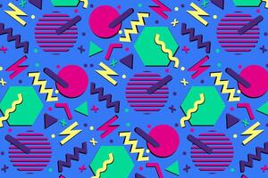 Geometric shapes 90s pattern vector