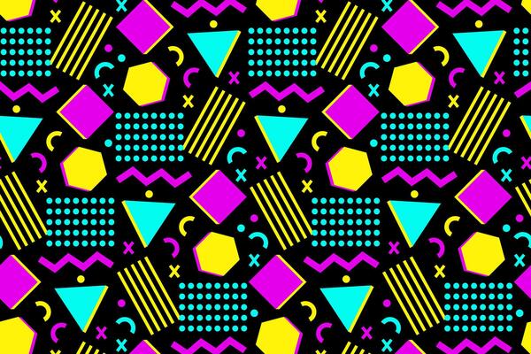 Geometric shapes 90s pattern