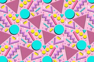 Geometric shapes 90s pattern vector