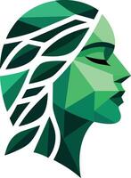 Abstract Green Leaf Face of a Woman vector