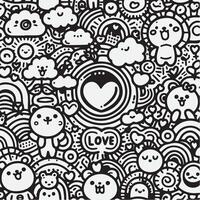 doodle background design, with design elements and shapes that express love vector