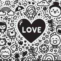 doodle background design, with design elements and shapes that express love vector