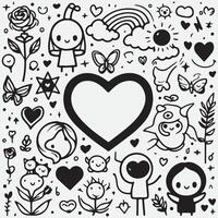 doodle background design, with design elements and shapes that express love vector