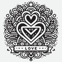 doodle background design, with design elements and shapes that express love vector