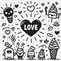 doodle background design, with design elements and shapes that express love vector