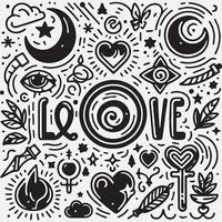 doodle background design, with design elements and shapes that express love vector