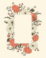 A rectangular frame of wildflowers vector