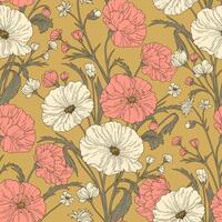 Pattern with flowers on a yellow background vector