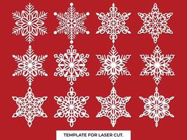 Set of snowflakes. Laser cut pattern for christmas paper cards, design elements, scrapbooking. Vector illustration.