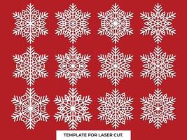 conjunto de copos de nieve. láser cortar modelo para Navidad papel tarjetas, diseño elementos, álbum de recortes vector ilustración.