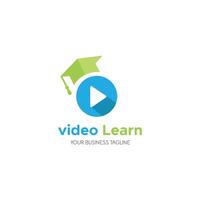 video learn play button media logo vector