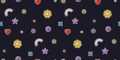 Groovy seamless pattern on dark background. vector