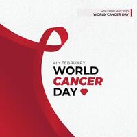 world cancer day background with red ribbon and text vector