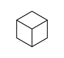 Isometric cube line icon. 3D box. Augmented reality icon. Concept AR symbol. Black block symbol. 3d square block. Isometric cubic shape. Vector illustration isolated on white background.
