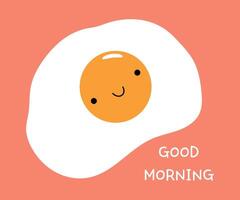 Fried eggs, good morning. Fun concept. Kawaii vector illustration.