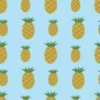 Seamless pineapple pattern. Pineapples on a light blue background. Vector illustration for packaging, wrapping paper, cover, case.