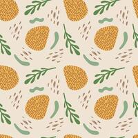 Seamless abstract pattern. Leaves, plants, doodles. For packaging, clothing, background, cover, wallpaper vector