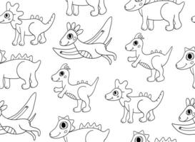 Seamless pattern with cute dinosaurs vector