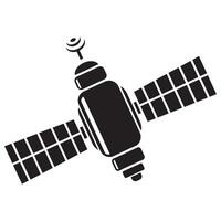 Satellite isolated on a white background, black stencil, flat design illustration vector