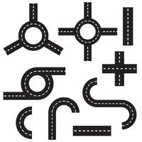 A set of road elements. Stencil of the highway, highway. Vector illustration