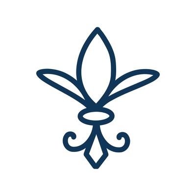 Lily flower royal symbols vector icon. Fleur De Lis outline doodle hand drawn. Vector illustration. Design template.