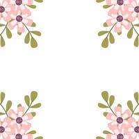 Greenery rectangle frame. Green leaves, flower, and foliage border. Invitation template, greeting card, menu. Botanical plant, design. vector
