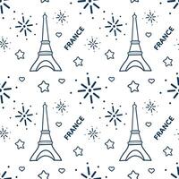 Seamless pattern of symbols Paris. Travel  doodle Line Art vector Illustration. Hand Drawn.  For  background, card, invitation, pattern, social media, application, web. Isolated on white background.