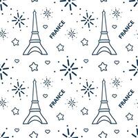 Seamless pattern of symbols Paris. Travel  doodle Line Art vector Illustration. Hand Drawn.  For  background, card, invitation, pattern, social media, application, web. Isolated on white background.