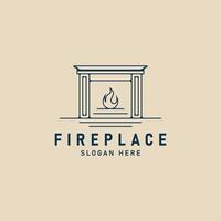 fireplace line art logo icon minimalist, vector illustration design
