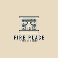 brick fireplace line art icon logo, vector illustration design minimalist