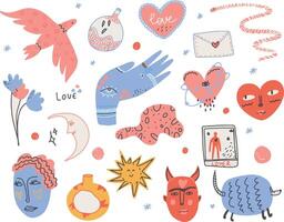 stickers with magical esoteric orientation vector set isolated