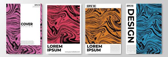fluid color cover set with marble style.  cover layout for a4 background vector