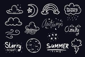 Cute Weather Doodle Hand Drawn Collection vector