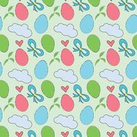 Vector seamless easter pattern. Cute background with easter eggs