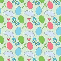 Vector seamless easter pattern. Cute background with easter eggs