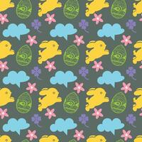 Seamless pattern with Easter bunnies and eggs. vector