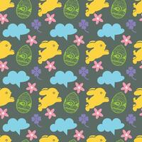 Seamless pattern with Easter bunnies and eggs. vector