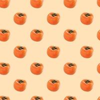 Persimmon Fruits Seamless Vector Pattern Design