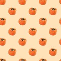 Persimmon Fruits Seamless Vector Pattern Design