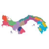 Panama map. Map of Panama in administrative provinces in multicolor png