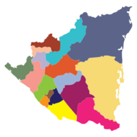 Nicaragua kaart. kaart van Nicaragua in administratief provincies in veelkleurig png