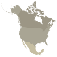 North America country Map. Map of North America in grey color. png