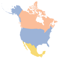 North America country Map. Map of North America in multicolor. png