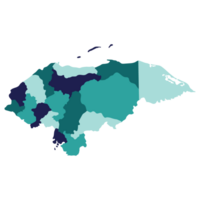 Honduras kaart. kaart van Honduras in administratief provincies in veelkleurig png