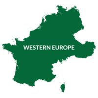 Western Europe country Map. Map of Western Europe in green color. png